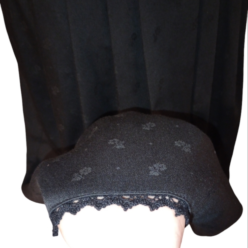 Wool Black Pleated Skirt Fully lined Pockets Vintage Sz 6 - Picture 6 of 16
